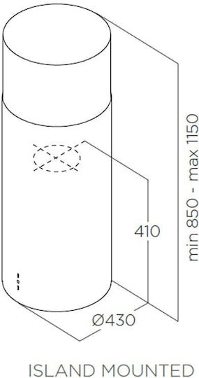 Elica Elica Tube Pro Island Insulă Hotă 43cm Inox