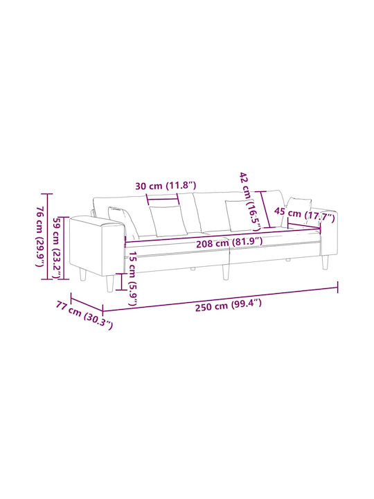 Τετραθέσιος Καναπές Taupe 250x77x76εκ. 3335148