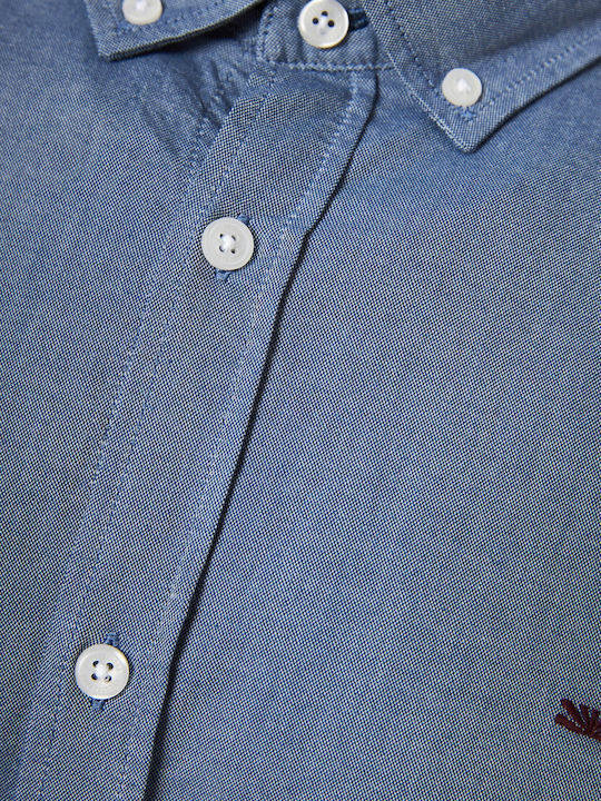 Long-sleeved Cotton Shirt Blue