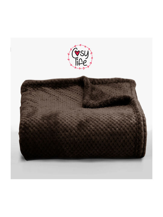 Go Smart Home Cosy Life Κουβέρτα Βελουτέ Μονή 160x220εκ. Καφέ Σκούρο