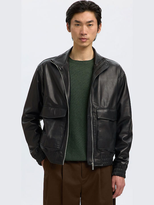 Selected Leather Jacket Black