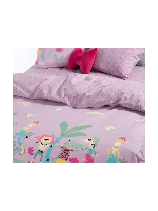 Nef-Nef Homeware Roller Friends Σετ Παιδική Παπλωματοθήκη Μονή με Μαξιλαροθήκη Βαμβακερή Purple 160x240εκ.