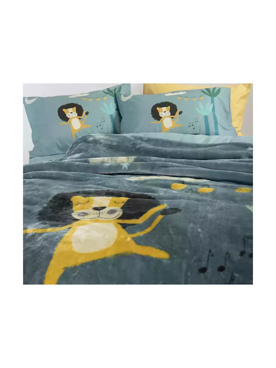 Nef-Nef Homeware Blanket Velvet Wild Dance Stone Blue 160x220cm