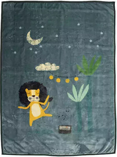 Nef-Nef Homeware Decke Samt Wild Dance Stone Blue 160x220cm