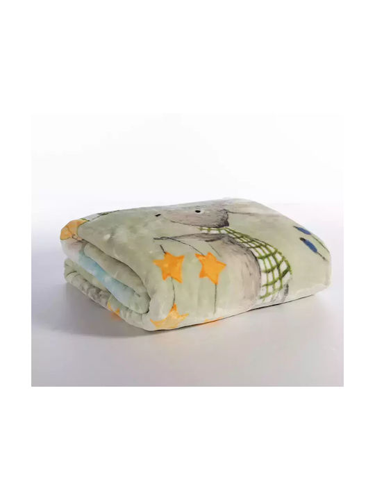Nef-Nef Homeware Blanket Velvet Woodland Party Green 160x220cm