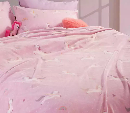 Nef-Nef Homeware Blanket Fleece Unicorns Style Lilac 160x220cm