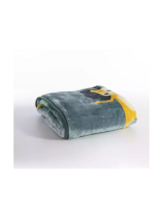 Nef-Nef Homeware Blanket Velvet Wild Dance Stone Blue 160x220cm
