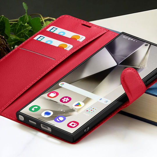 Zanaé Brieftasche Hülle Galaxy S24 Ultra Stand Magnetischer Tab Rot
