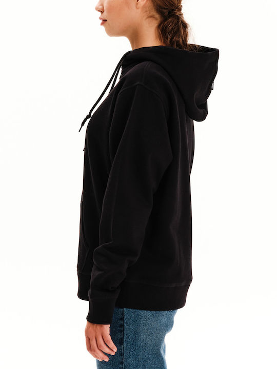 Long Women's Sweatshirt Jacket Hooded Black