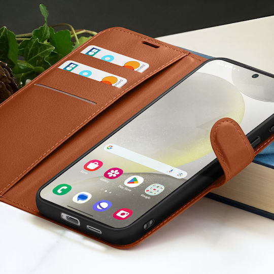 Husă Wallet Zanaé Galaxy S24 Funcție Stand Tab Magnetic Maro