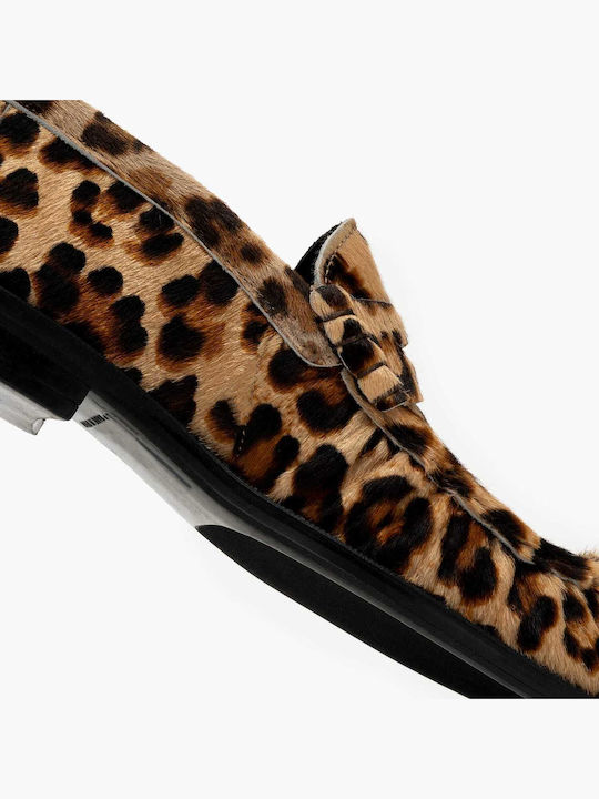 Leather Women's Loafers in Brown Color