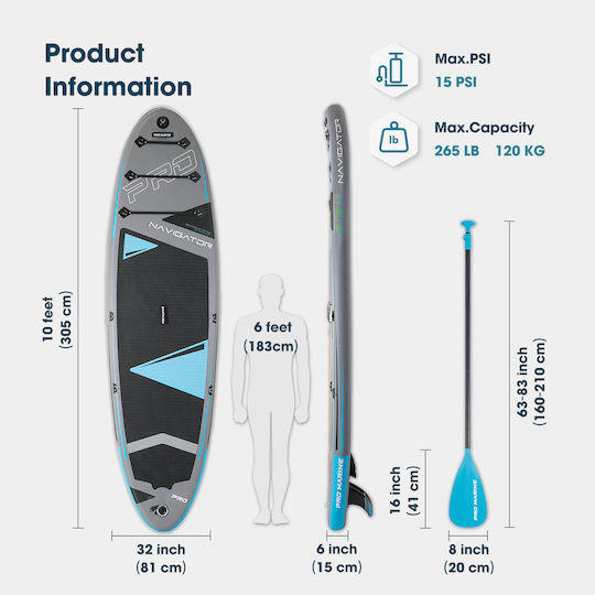 Inflatable SUP Board / Kayak with Length 3.05m Gray