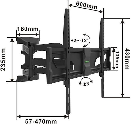 TVY-1289 Wandhalterung für Fernseher mit Arm bis 70" und 45kg