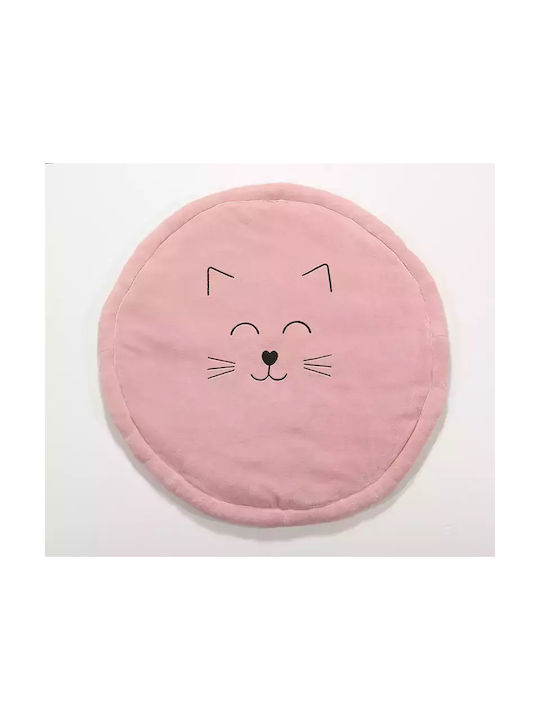 Nef-Nef Homeware Kids Synthetic Rug Smiling Cat D90 Round 90cm
