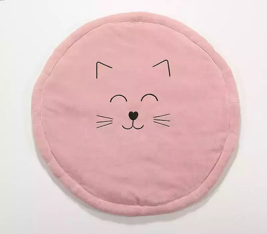 Nef-Nef Homeware Smiling Cat D90 Kids Rug Roz Round with Diameter 90cm