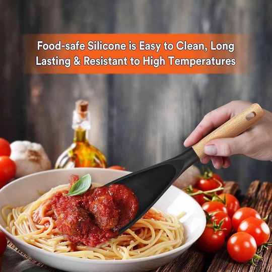Uncle George Shallow Sauce Spoon Silicone Black