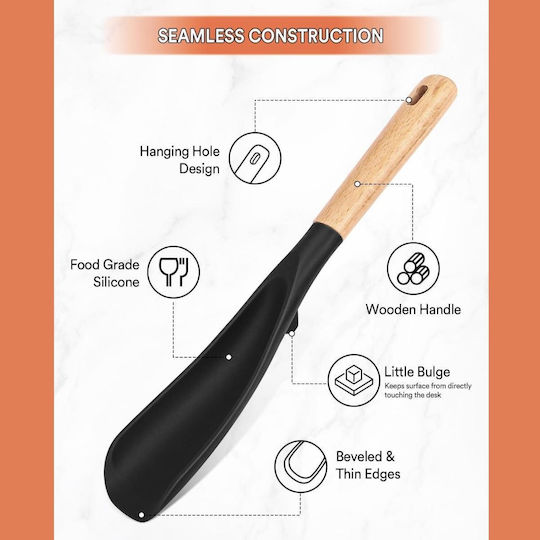 Uncle George Shallow Sauce Spoon Silicone Black
