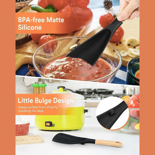 Uncle George Shallow Sauce Spoon Silicone Black