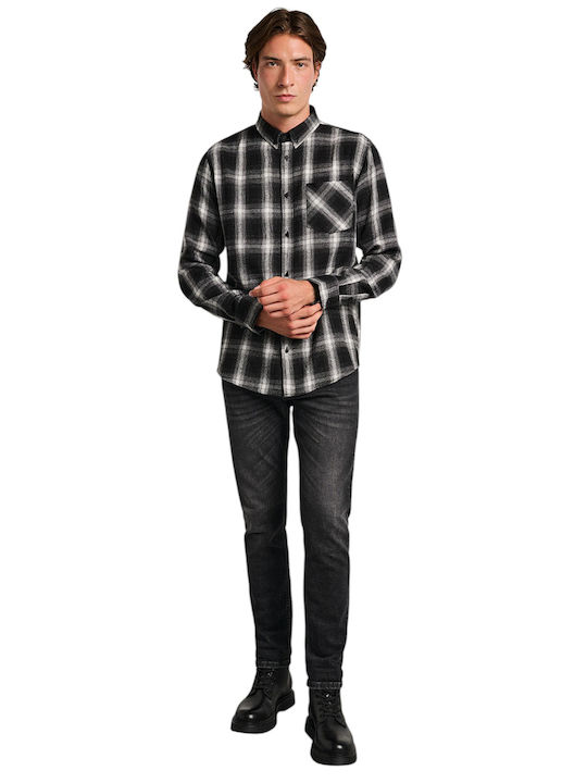 Simon Men's Elastic Jeans Pants with Slim Fit Black