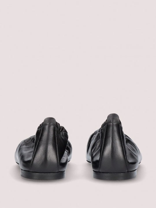 Camille Leather Women's Ballerina Shoes In Black Color