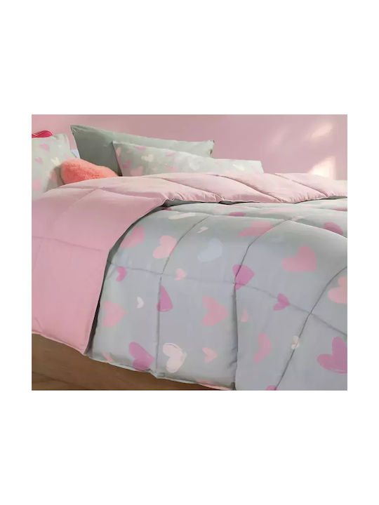 Nef-Nef Homeware Kinderdecke Beidseitig Einzel Hearts Pink 160x220cm