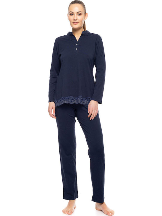 Pink Label Winter Women's Cotton Pyjama Set Dark Green