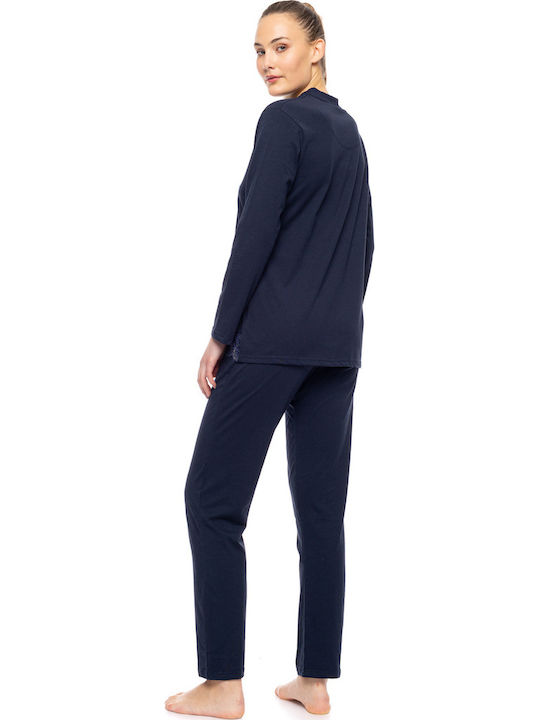 Pink Label Winter Women's Cotton Pyjama Set Dark Green