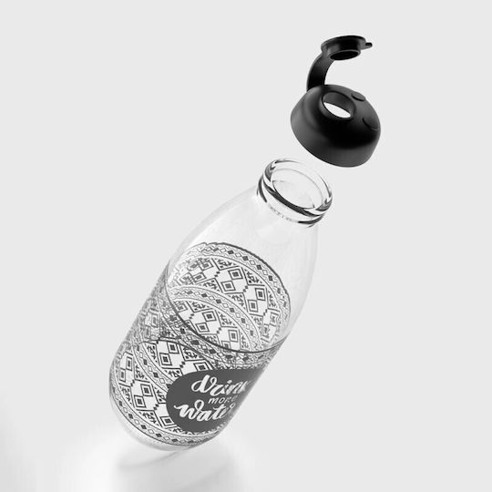 Viosarp Bottle Water Glass with Screw Cap Transparent 1000ml