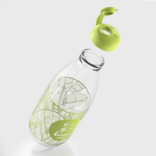 Viosarp Bottle Water Glass with Screw Cap Transparent 1000ml