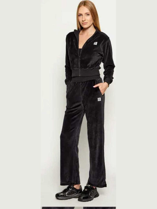 Women's Sweatshirt Jacket Velvet Hooded Black