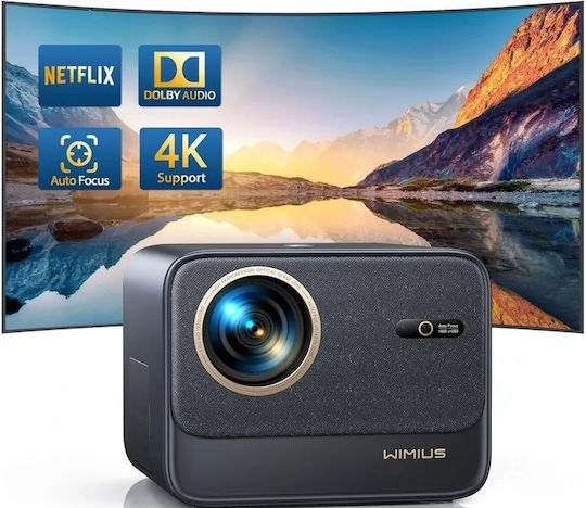 Wimius K9 Mini 3D Projektor DLP Full HD Normale Lampe mit Wi-Fi und Eingebauten Lautsprechern Schwarz