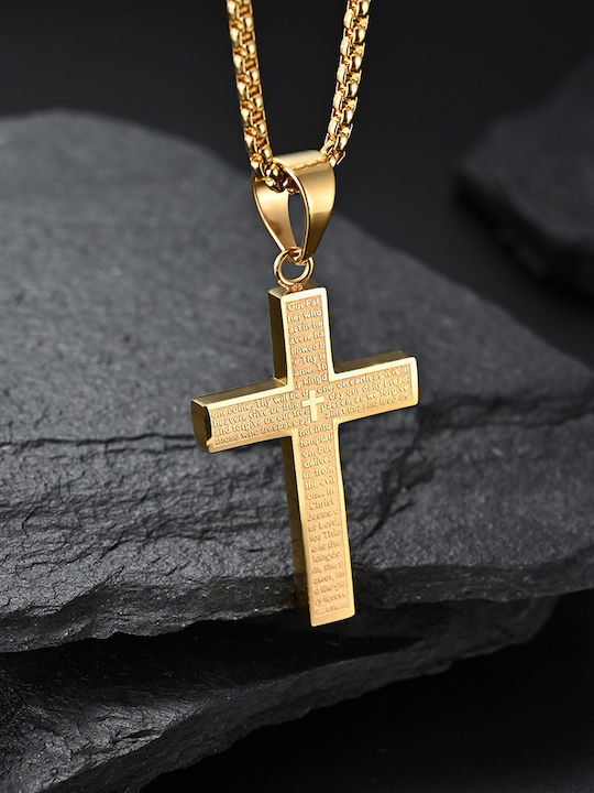 Legend Accessories Σταυρός από Επιχρυσωμένο Ατσάλι με Αλυσίδα