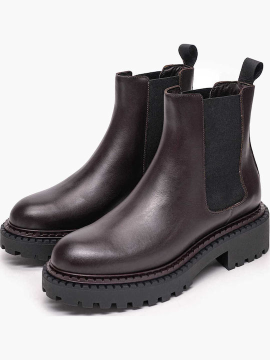 Leather Women's Ankle Boots Brown