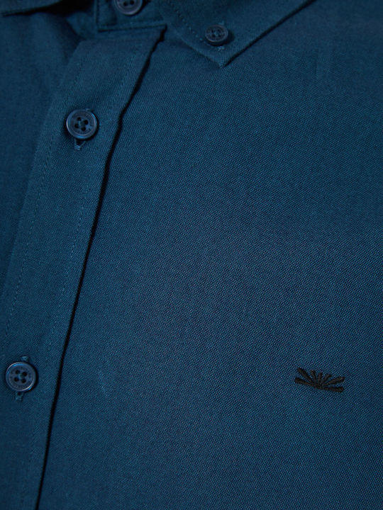 Long-sleeved Cotton Shirt Blue