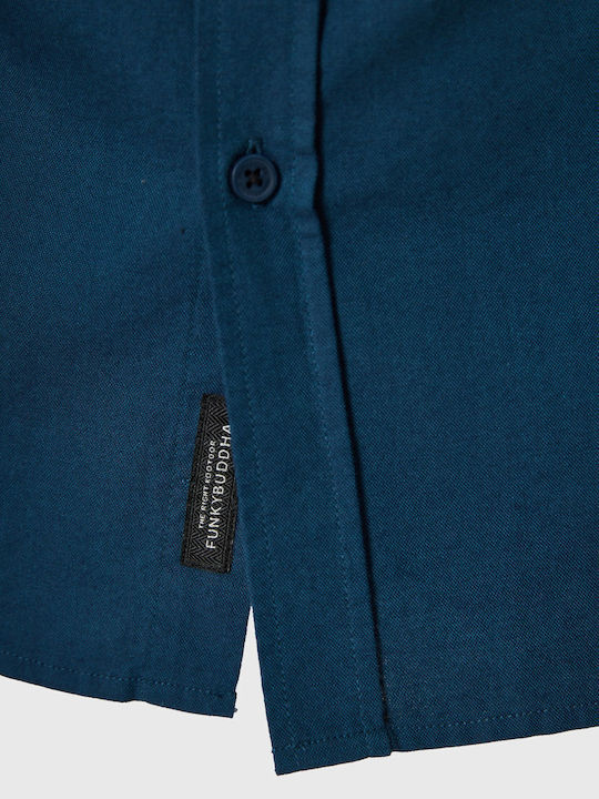 Long-sleeved Cotton Shirt Blue