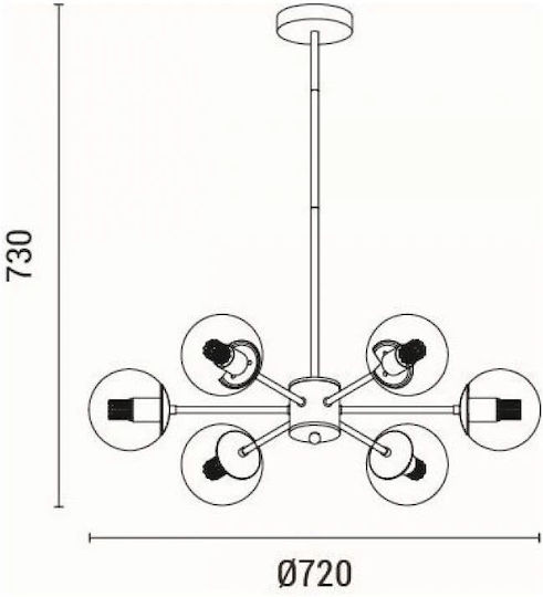 Eurolamp White Pendant Ceiling Light for 6 E27 Bulbs 72x73cm
