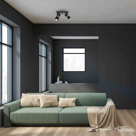 Eko Light Двойно Спот с Цокъл GU10 в Черен Цвят