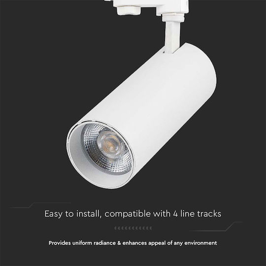 V-TAC Μονό LED Ρυθμιζόμενο Λευκό Σποτ σε Λευκό Χρώμα