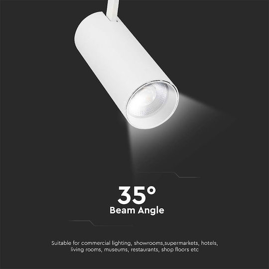 V-TAC Μονό LED Ρυθμιζόμενο Λευκό Σποτ σε Λευκό Χρώμα