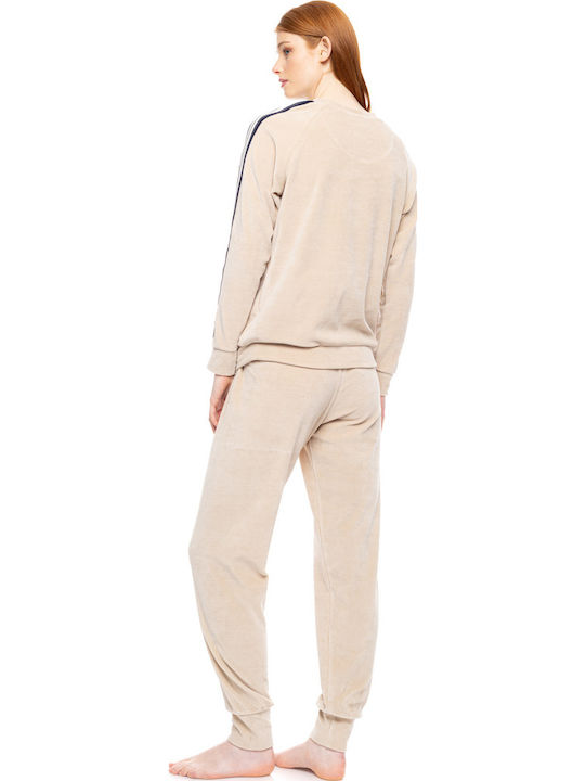 Pink Label Winter Women's Cotton Pyjama Set Sand