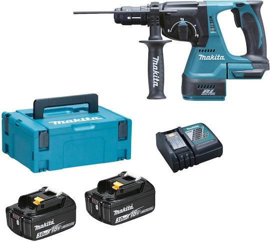 Makita DHR243 Κρουστικό Σκαπτικό Πιστολέτο Μπαταρίας Brushless 18V 2x3Ah με Υποδοχή SDS Plus / Ταχείας DHR243