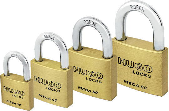 Hugo Locks Mega 50 Steel Padlock Brass with Key 50mm 1pcs