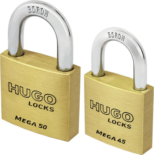 Hugo Locks Mega 50 Steel Padlock Brass with Key 50mm 1pcs