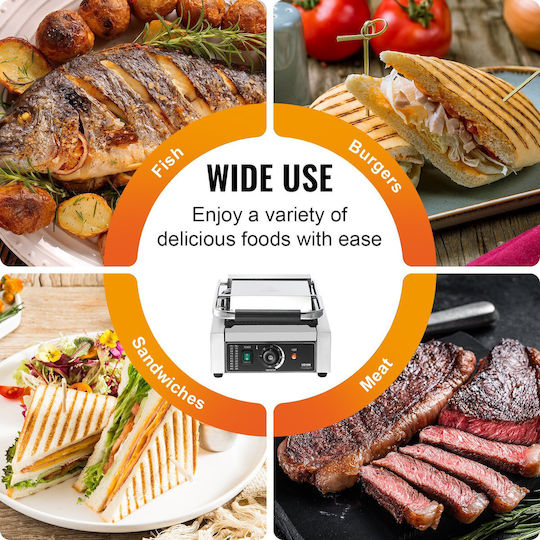 Vevor Commercial Sandwich Maker with Ribbed Top and Ribbed Bottom