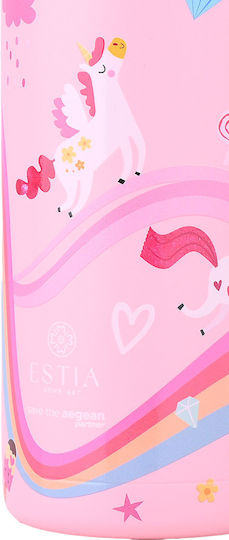 Estia Wonder Bottle Save The Aegean Kids Water Bottle Thermos Stainless Steel with Straw Non Spill Rainbow Dreams 500ml