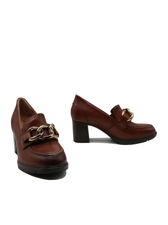 Leather Tabac Brown Medium Heels