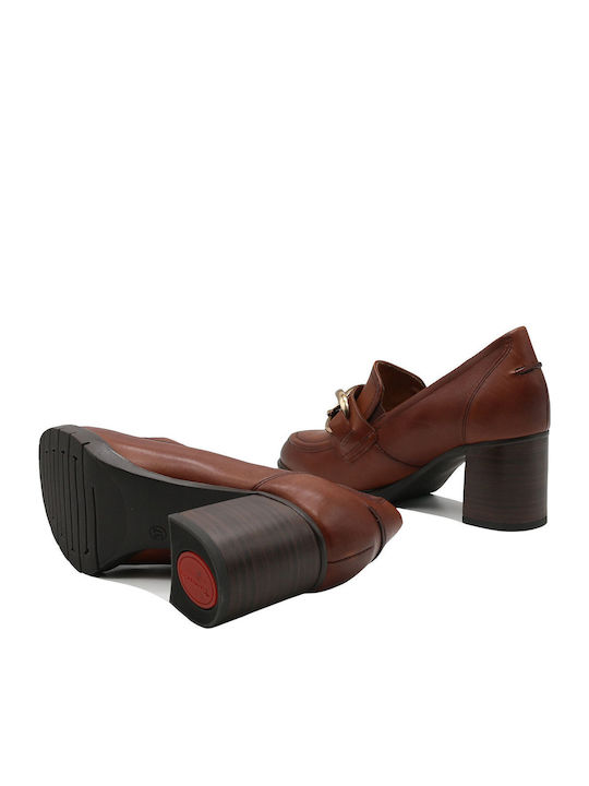 Leather Tabac Brown Medium Heels