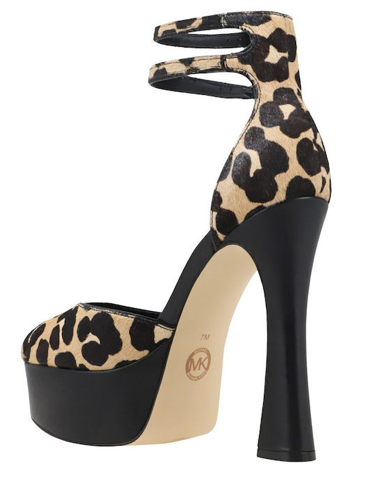 Martina Δερμάτινες Γόβες με Ψηλό Τακούνι Animal Print Μαύρες