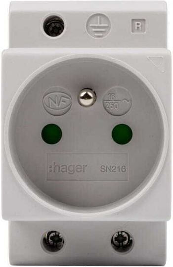 Hager Διπολική Πρίζα Ράγας 250V 10A