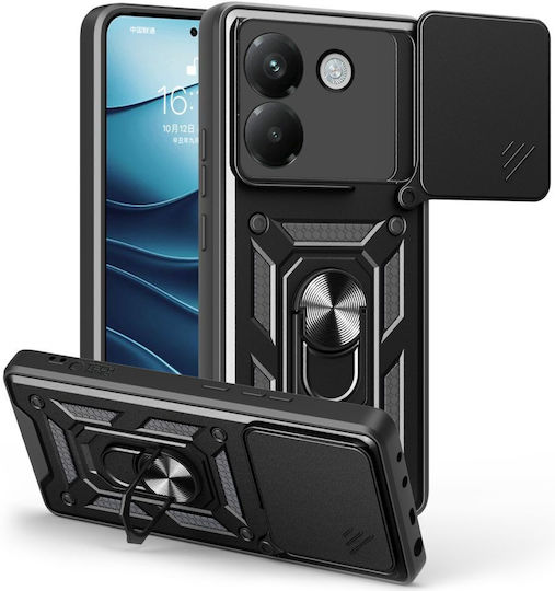 Forcell Back Cover Plastic / Tempered Glass Black (Poco M7 Pro)